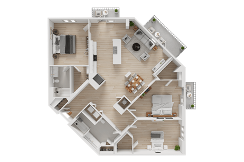 Floor plan for 3 beds, 2 baths, 1479 sqft
